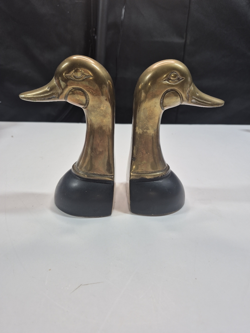 Vintage 70’s Brass Duck Head Book Ends Den Study Cabin Library Decor
